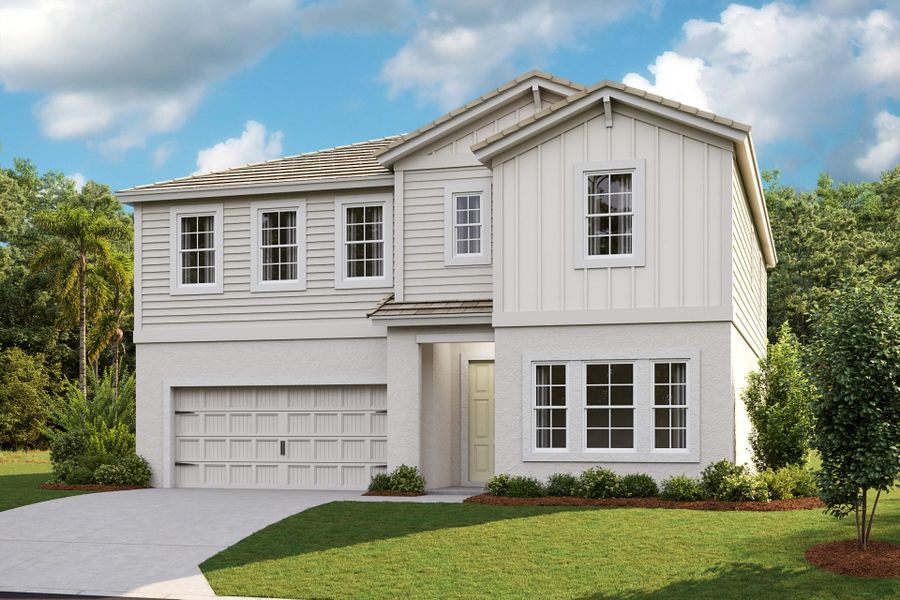 Front exterior of a new home in Mirada, San Antonio, FL, highlighting curb appeal (Image 1).
