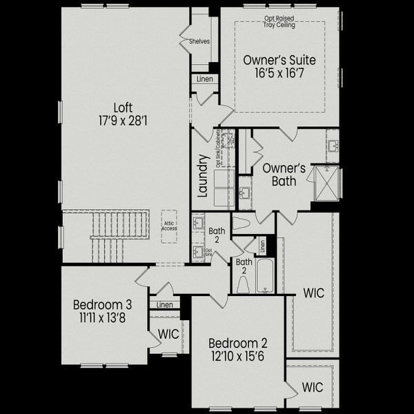 2D floor plan layout for the The Aspen B by Davidson Homes LLC in Laneridge Estates, Raleigh, NC (Image 3).