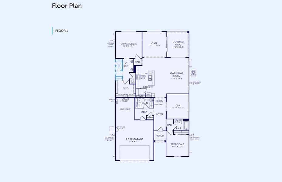 2D floor plan layout of this home in Sun City Anthem at Merrill Ranch, Florence, AZ (Image 4).