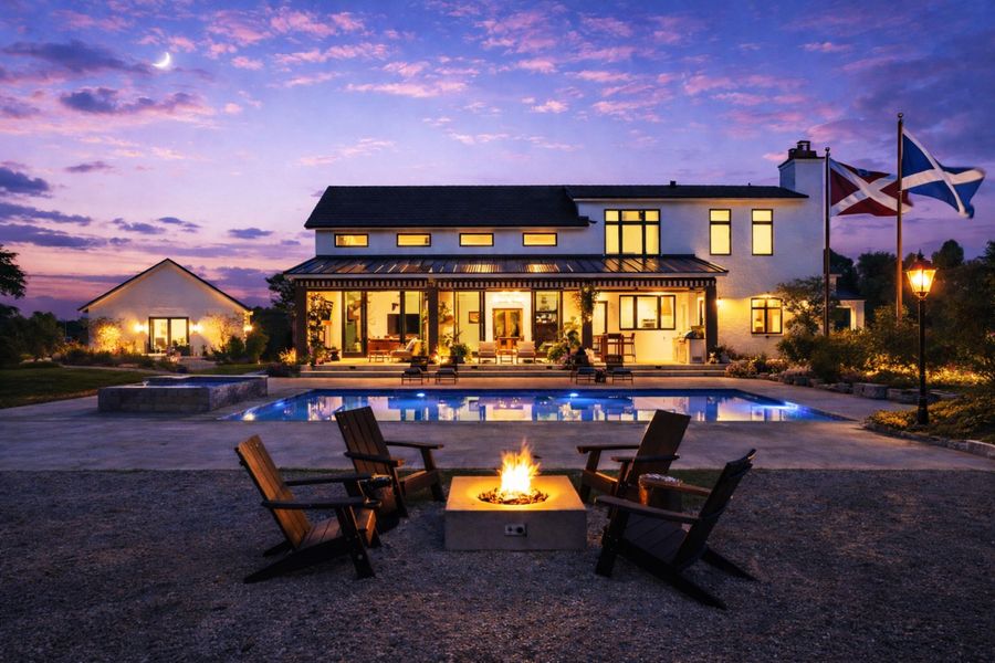 Twilight serenity in a garden retreat