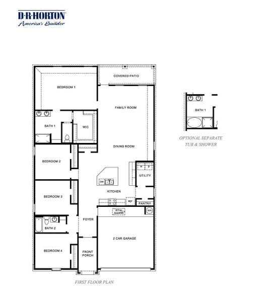 2D floor plan layout of this home in Watermark, Alvin, TX (Image 4).