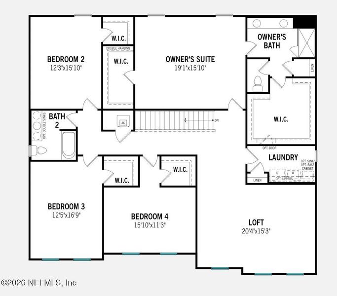 2D floor plan layout of this home in RiverTown, St. Johns, FL (Image 4).