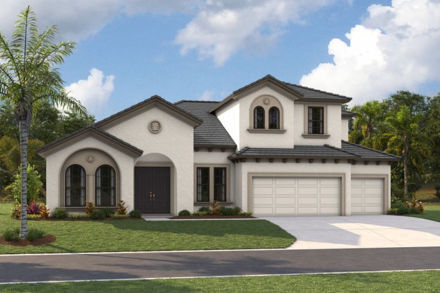 Representative exterior photo of a completed home built from the Key Largo II by Homes by WestBay in Pasadena Ridge, Pasadena Hills, FL (Image 2).