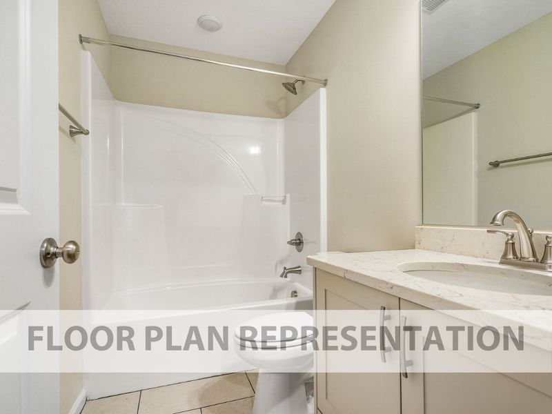 Shared Full Bathroom | 1486 Plan by Ivey Homes Shared Full Bathroom | 1486 Plan by Ivey Homes