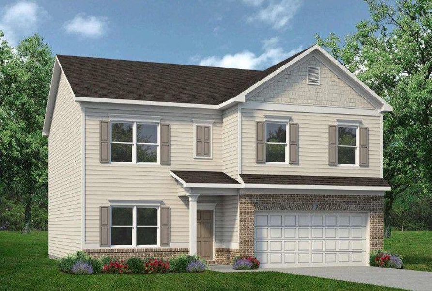 Front exterior of a new home in Oakmont, Dallas, GA, highlighting curb appeal (Image 1). Front exterior of a new home in Oakmont, Dallas, GA, highlighting curb appeal (Image 1).