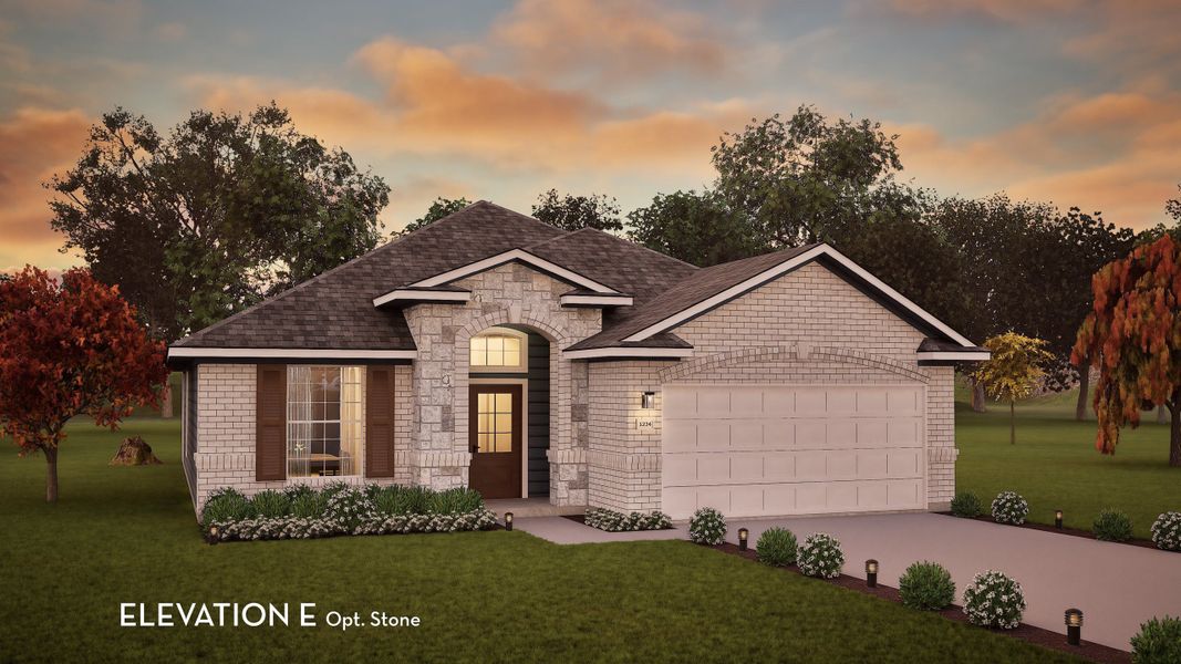 Representative exterior photo of a completed home built from the Aspen by CastleRock Communities in River Ranch Meadows, Dayton, TX (Image 16).