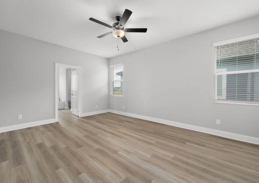 The master suite has a private master bath and large walk-in closet!