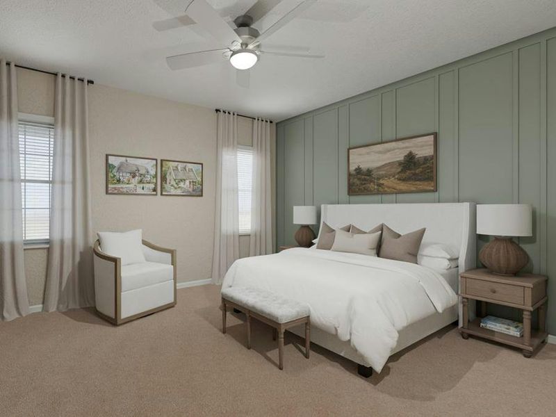 This 2-story home features large bedrooms, with a downstairs owner`s suite.