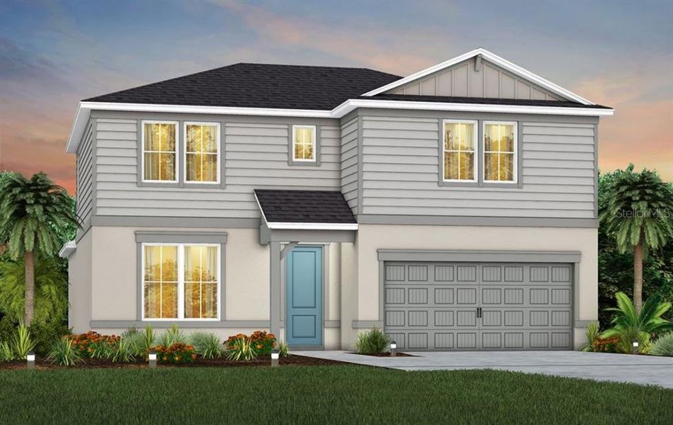 Exterior Design. Artistic rendering for this new construction home. Pictures are for illustrative purposes only. Elevations, colors and options may vary.