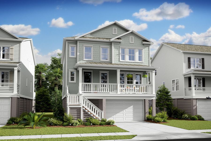 Front exterior of a new home in Liberty Hill Farm, Mount Pleasant, SC, highlighting curb appeal (Image 14). Front exterior of a new home in Liberty Hill Farm, Mount Pleasant, SC, highlighting curb appeal (Image 14).
