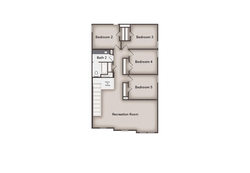 2D floor plan layout for the Heritage Mill 2595 by Brohn Homes in Heritage Mill, Hutto, TX (Image 3).