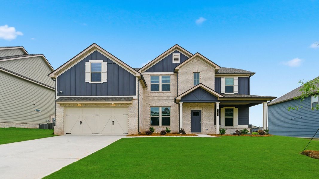 Representative exterior photo of a completed home built from the Meridian II by DRB Homes in Grandview at Millers Mill, Stockbridge, GA (Image 20).