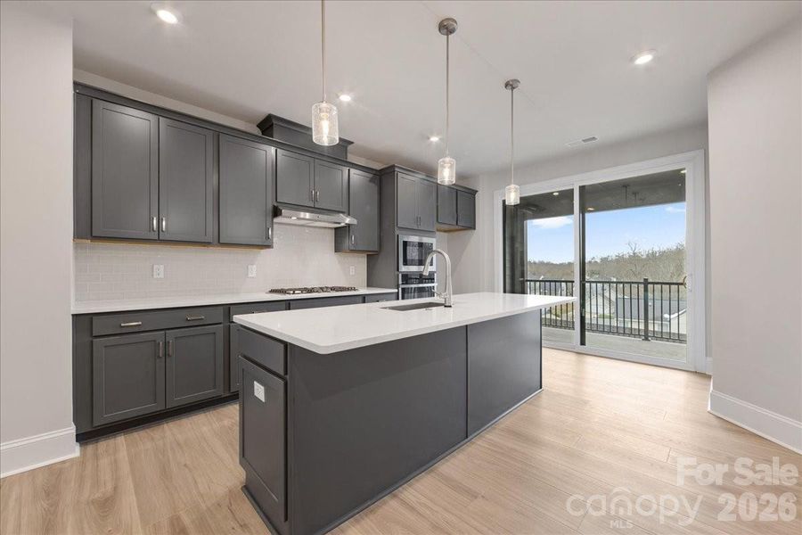 Gouremt Kitchen with White Quartz Countertops