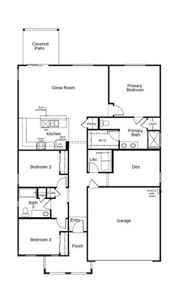 2D floor plan layout of this home in Colina de Anza Agave, Tucson, AZ (Image 2).