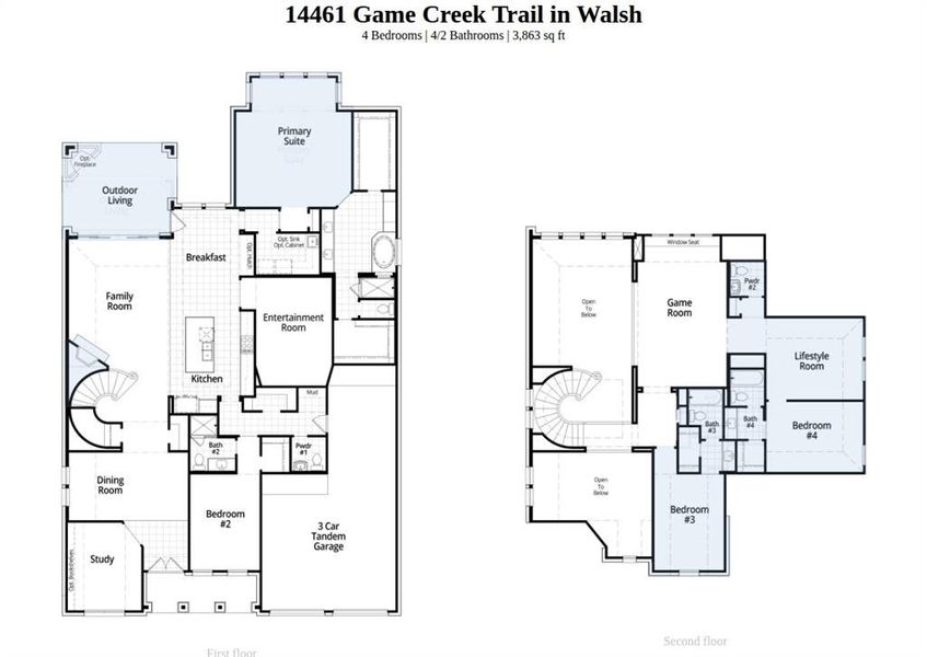 2D floor plan layout of this home in Walsh, Aledo, TX (Image 2). 2D floor plan layout of this home in Walsh, Aledo, TX (Image 2).