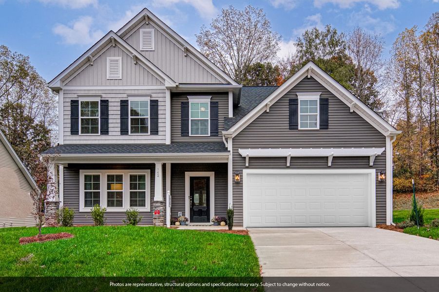 Front exterior of a new home in Brayden, Advance, NC, highlighting curb appeal (Image 1). Front exterior of a new home in Brayden, Advance, NC, highlighting curb appeal (Image 1).
