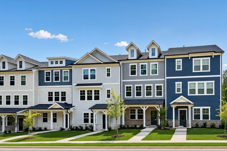 Front exterior of a new home in Silverstone, Knightdale, NC, highlighting curb appeal (Image 24).
