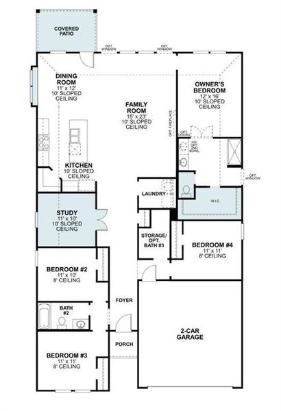 2D floor plan layout of this home in Woodstone, Providence Village, TX (Image 3). 2D floor plan layout of this home in Woodstone, Providence Village, TX (Image 3).