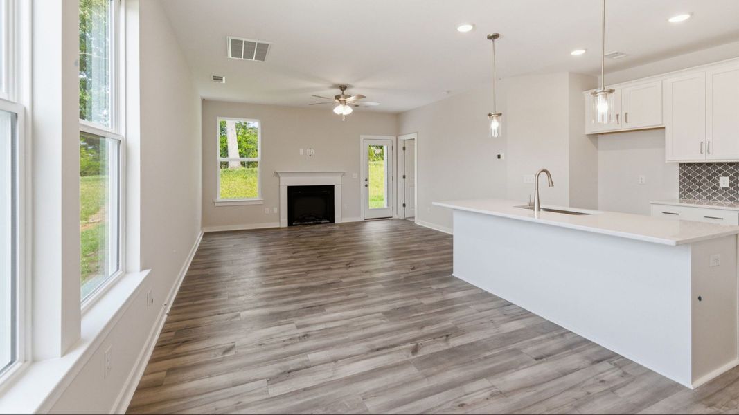 View of kitchen and gathering area