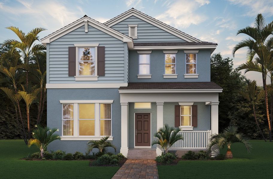 Front exterior of a new home in Waterleigh, Winter Garden, FL, highlighting curb appeal (Image 2).