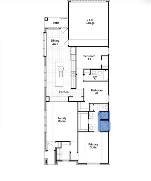 2D floor plan layout for the Dawson by Highland Homes in Goodland, Venus, TX (Image 4).