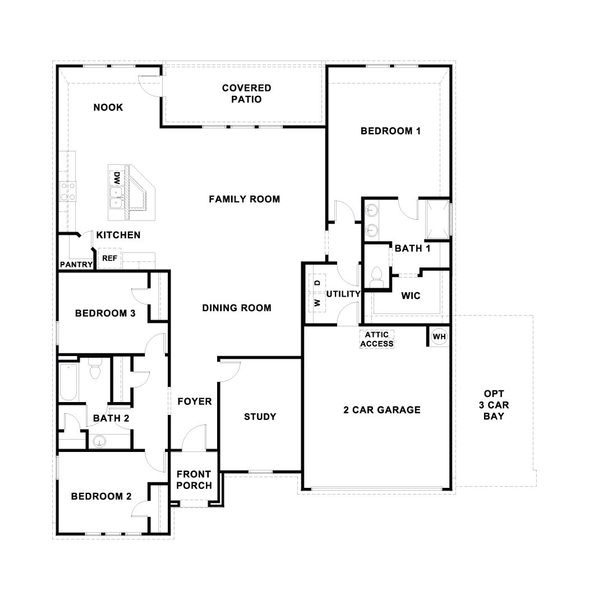 2D floor plan layout of this home in Hartland Ranch, Lockhart, TX (Image 3).