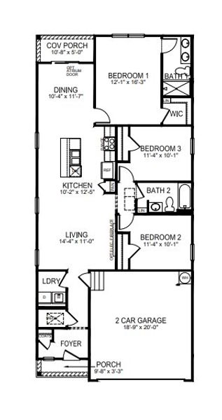 2D floor plan layout for the Plan by D.R. Horton in Zion Springs, Hickory, NC (Image 3).