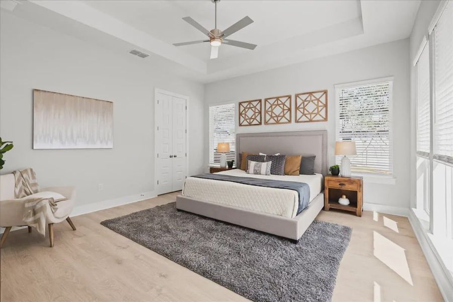 Representative furnished interior of a home built from the Draco by Chesmar Homes in The Grove at Blackhawk, Pflugerville (Image 9).