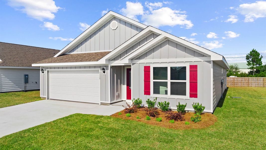 Representative exterior photo of a completed home built from the The Cali by D.R. Horton in Hodges Bayou Plantation, Panama City, FL (Image 22). Representative exterior photo of a completed home built from the The Cali by D.R. Horton in Hodges Bayou Plantation, Panama City, FL (Image 22).