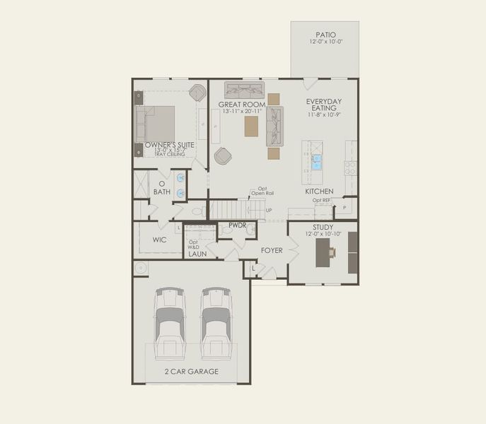 2D floor plan layout for the Hartwell by Pulte Homes in Monroe Preserve, Chapin, SC (Image 5). 2D floor plan layout for the Hartwell by Pulte Homes in Monroe Preserve, Chapin, SC (Image 5).