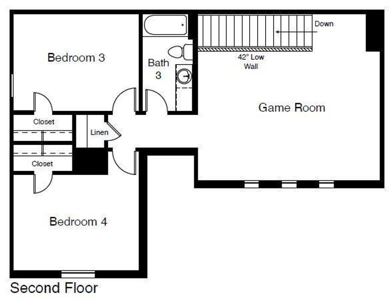 D.R. Horton's Glenwood floorplan, 2nd floor - All Home and community information, including pricing, included features, terms, availability and amenities, are subject to change at any time without notice or obligation. All Drawings, pictures, photographs, video, square footages, floor plans, elevations, features, colors and sizes are approximate for illustration purposes only and will vary from the homes as built.