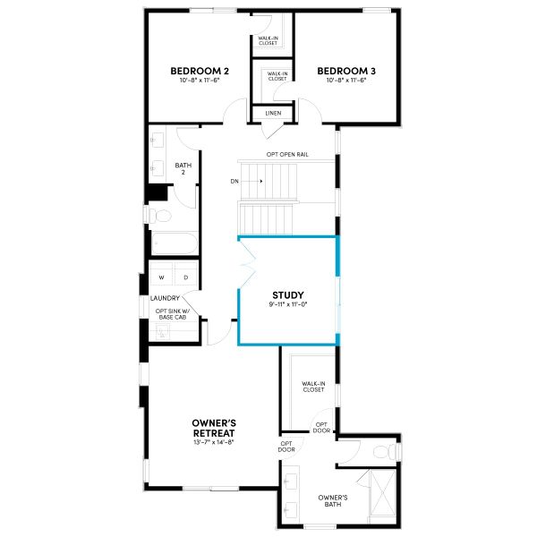 2D floor plan layout for the Spark One by Brookfield Residential in Uplands, Westminster, CO (Image 8).