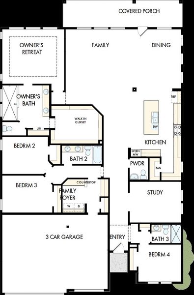 2D floor plan layout of this home in Windsong - Legacy Series, Boerne, TX (Image 2).