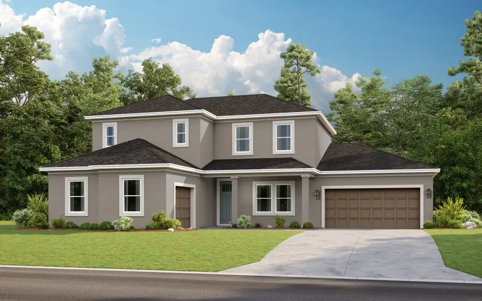 Representative exterior photo of a completed home built from the Anna Marie by Taylor Morrison in Hammock at Two Rivers, Zephyrhills, FL (Image 14).