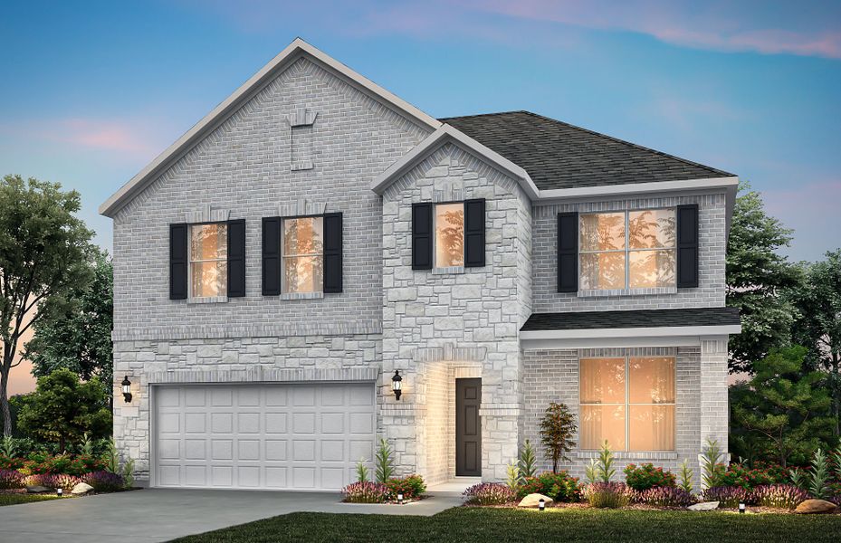 Representative exterior photo of a completed home built from the Sondra by Pulte Homes in Ribbonwood, Aubrey, TX (Image 26). Representative exterior photo of a completed home built from the Sondra by Pulte Homes in Ribbonwood, Aubrey, TX (Image 26).