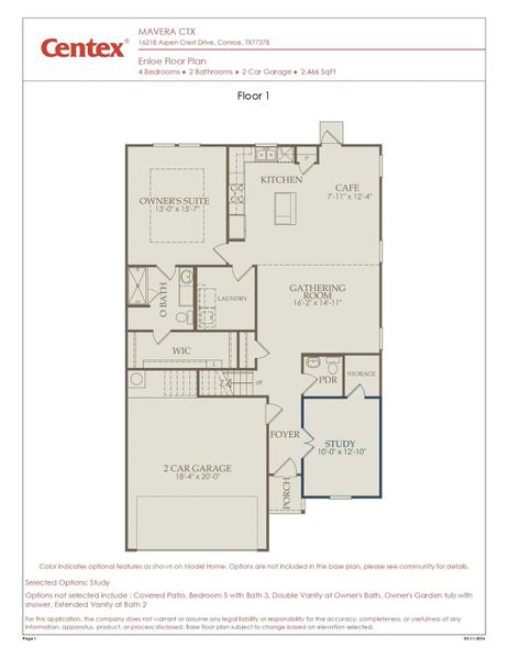 2D floor plan layout of this home in Mavera, Conroe, TX (Image 3).