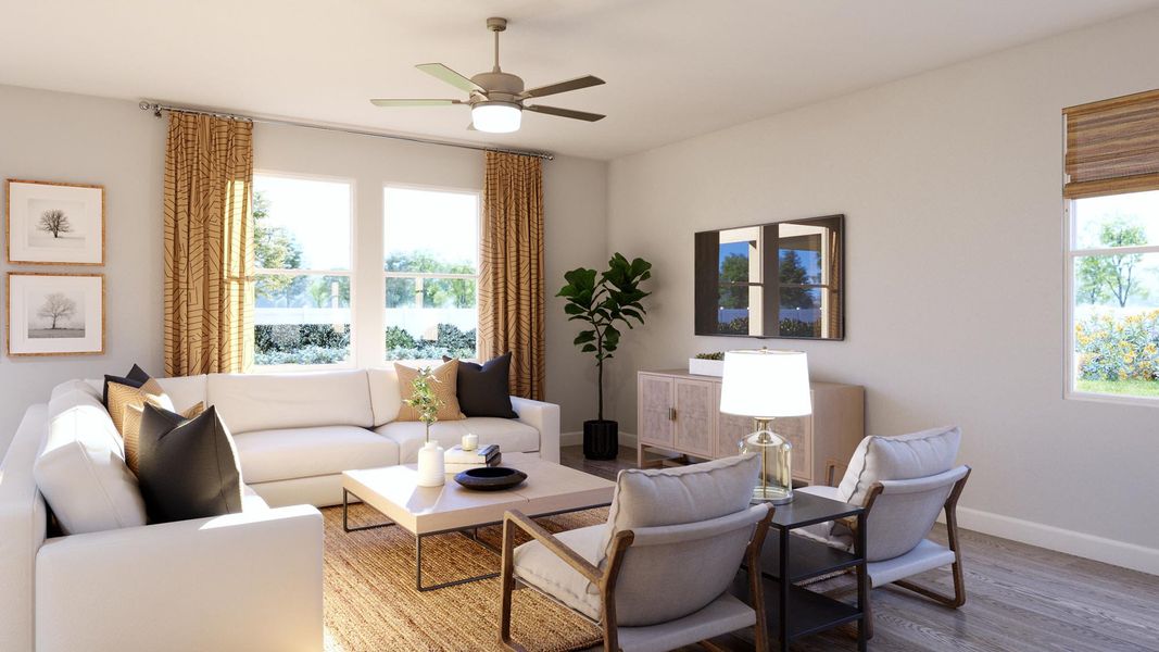 Representative furnished interior of a home built from the Lotus by Risewell Homes in Cypress Bluff, Groveland (Image 3). Representative furnished interior of a home built from the Lotus by Risewell Homes in Cypress Bluff, Groveland (Image 3).