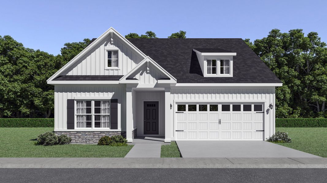 Representative exterior photo of a completed home built from the Magnolia Select N by McGuinn Homes in Broadway Lake, Anderson, SC (Image 1). Representative exterior photo of a completed home built from the Magnolia Select N by McGuinn Homes in Broadway Lake, Anderson, SC (Image 1).