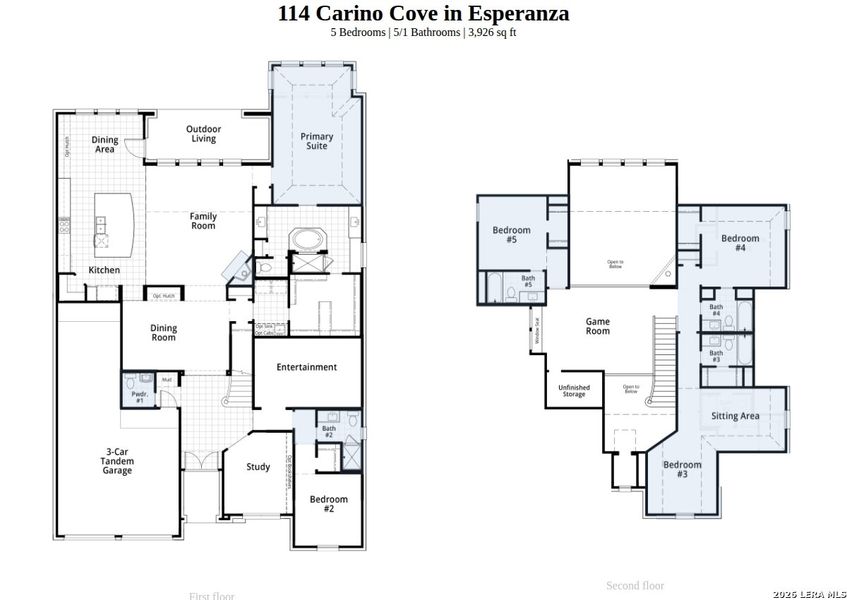 2D floor plan layout of this home in Esperanza, Boerne, TX (Image 2).