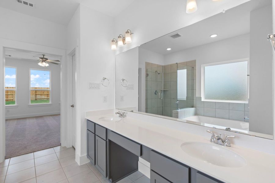 Enjoy the privacy of a well-appointed primary bath in your suite