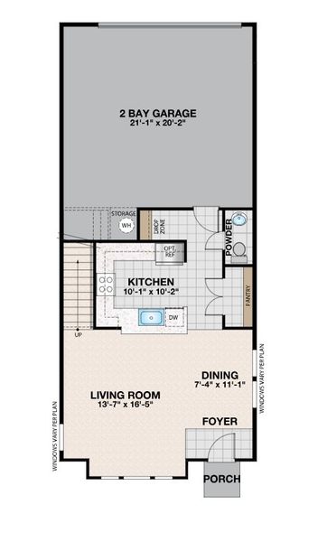 2D floor plan layout for the Bridgeport by Profile Homes in Sierra Ridge, Gastonia, NC (Image 3).
