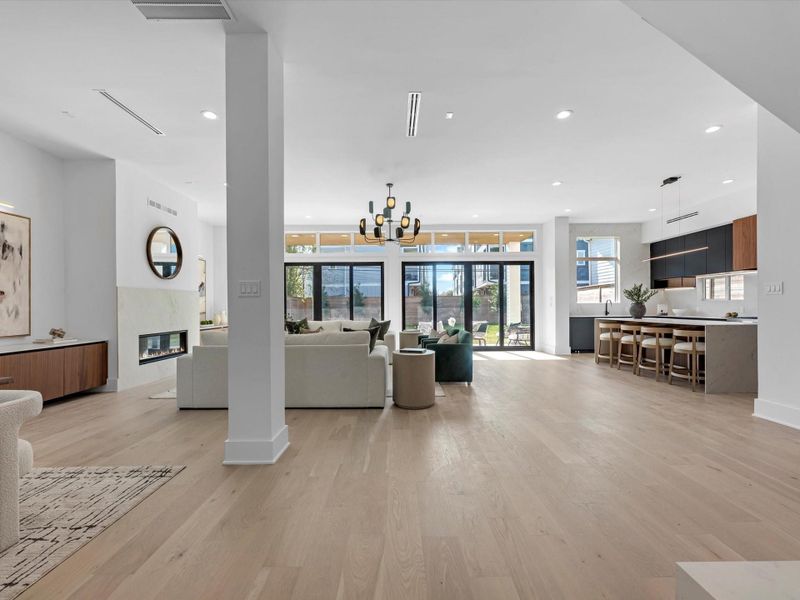 You are struck by high ceilings and a superior quality of finish.