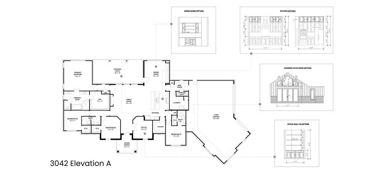 2D floor plan layout for the 3042 by Faircroft Homes in Arborwood, Waller, TX (Image 3).