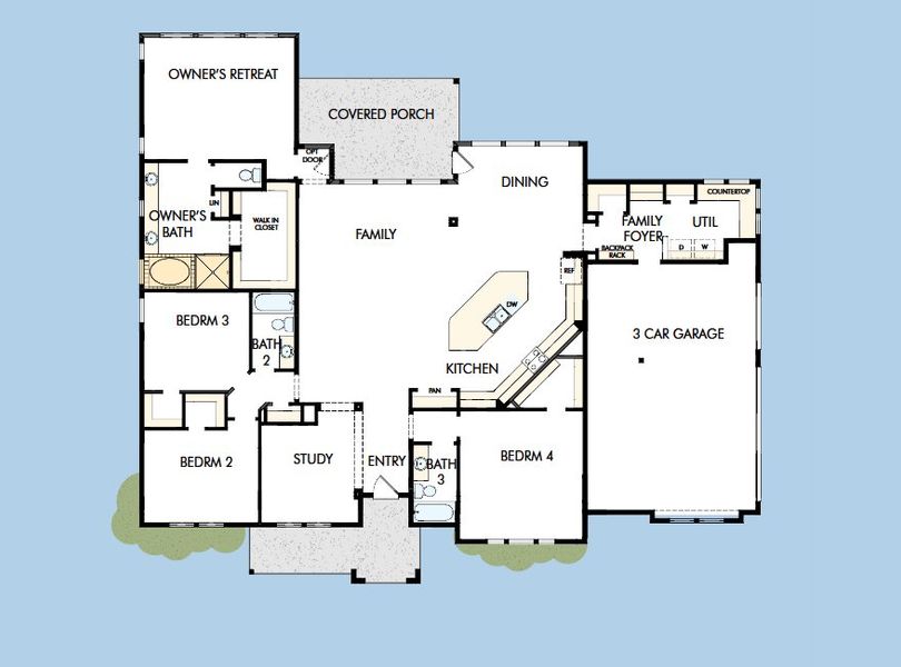 2D floor plan layout for the The Edwards by David Weekley Homes in Thornebrook, Bulverde, TX (Image 3). 2D floor plan layout for the The Edwards by David Weekley Homes in Thornebrook, Bulverde, TX (Image 3).