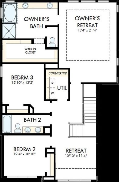 2D floor plan layout of this home in Easthaven at Bridgeland Central - Vision Collection, Cypress, TX (Image 3).