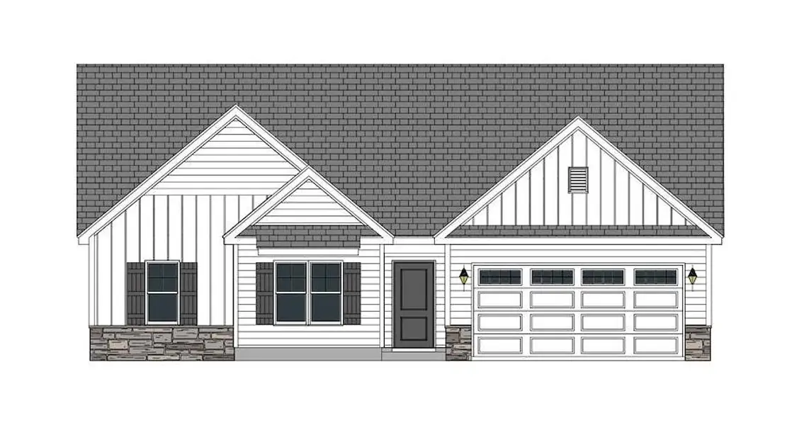 Exterior rendering of this home design in Davenport Farms, Winterville, NC (Image 1). Exterior rendering of this home design in Davenport Farms, Winterville, NC (Image 1).