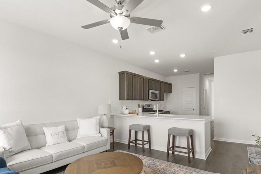 Representative furnished interior of a home built from the Ash by Pacesetter Homes in Blanco Vista, San Marcos (Image 10).