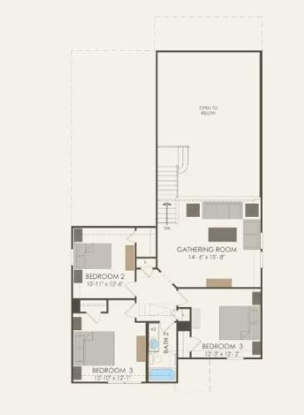 Pulte Homes, Hamilton/H floor plan second level