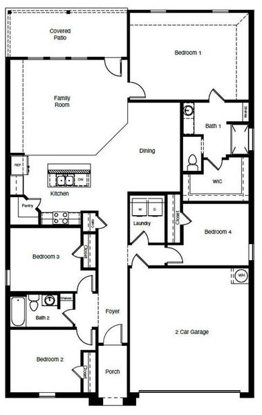 D.R. Horton's Justin floorplan - All Home and community information, including pricing, included features, terms, availability and amenities, are subject to change at any time without notice or obligation. All Drawings, pictures, photographs, video, square footages, floor plans, elevations, features, colors and sizes are approximate for illustration purposes only and will vary from the homes as built.