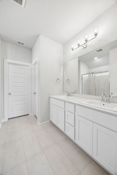 Primary Bathroom in the Oscar home plan by Trophy Signature Homes – REPRESENTATIVE PHOTO